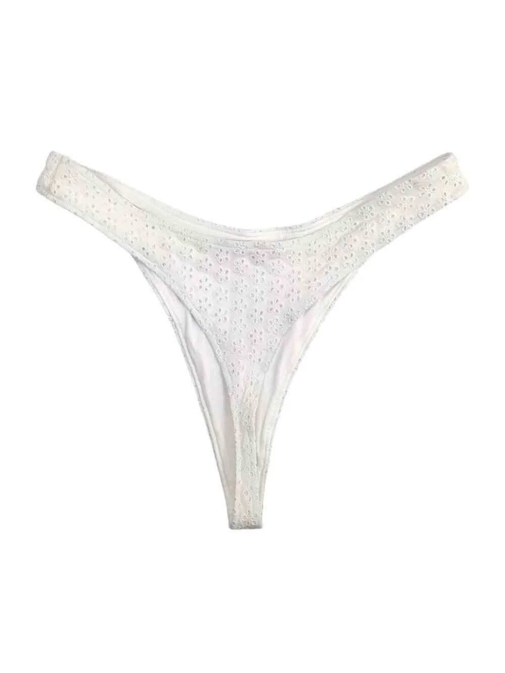 Frankies Bikinis X VS Pink White Eyelet Thong Bikini Set Size L